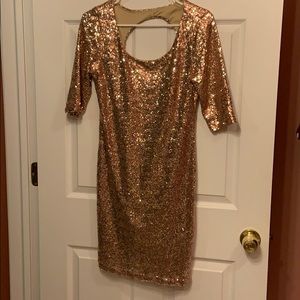 Gold Sequin Body Con Dress